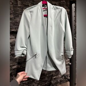 Maurices Light Tiffany Blue Blazer with Zipper Accents